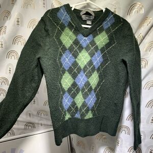 Green Argyle Sweater wool